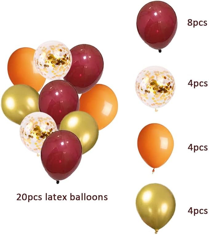 Fall Birthday Decorations Burgundy and Orange Party Decorations Pom Poms - Image 7