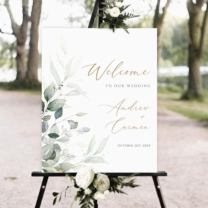 Greenery Wedding Welcome Sign, Eucalyptus Wedding Sign, Botanical Welcome - Image 4