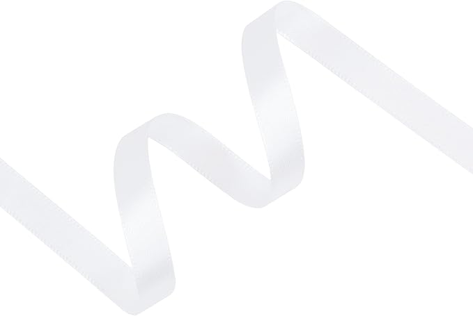 White Satin Ribbon 3/8 inch X Continuous 25 Yards, Single Face Polyester Ribbon - Image 2