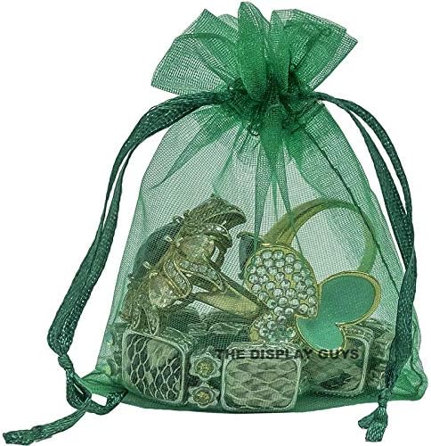 TheDisplayGuys 48-Pack 6x8 Dark Green Sheer Organza Gift Bags - Image 2