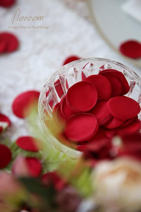 Floroom 300pcs Rose Petals Dark Red Faux Silk Flower Petals - Image 5