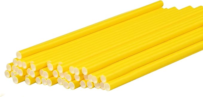 Solid Yellow Disposable Paper Drinking Straws 7.75 inch 100 Counts - Image 8