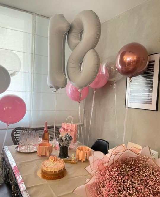 Cream White Foil Number 8 Number Balloon 40 Inch, Helium Mylar Eight Number 8 - Image 5
