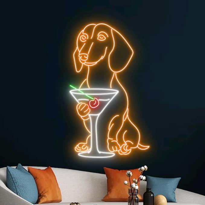 Dachshund Drinking Martini Neon Sign, Dachshund LED Light, Cocktail LED Sign - Image 3