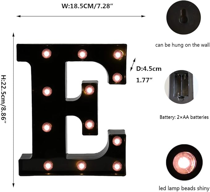 OYCBUZO Light Up Black Alphabet Marquee Letters Sign LED Marquee Number Lights - Image 5