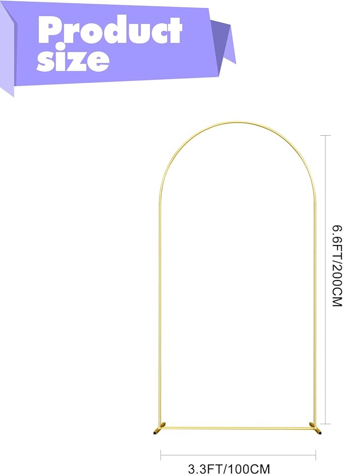 Wedding Arch Backdrop Stand 6.6FT Gold Wedding Balloon Arched Backdrop Stand - Image 3