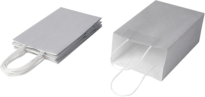 Oikss 50 Pack 5.25x3.25x8.25 Inch Small Gray Kraft Paper Bags - Image 6