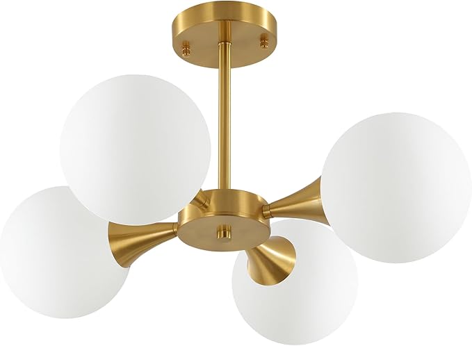 KCO Lighting Modern Globe Ceiling Light Gold Semi Flush Mount Sputnik by KCOLighting