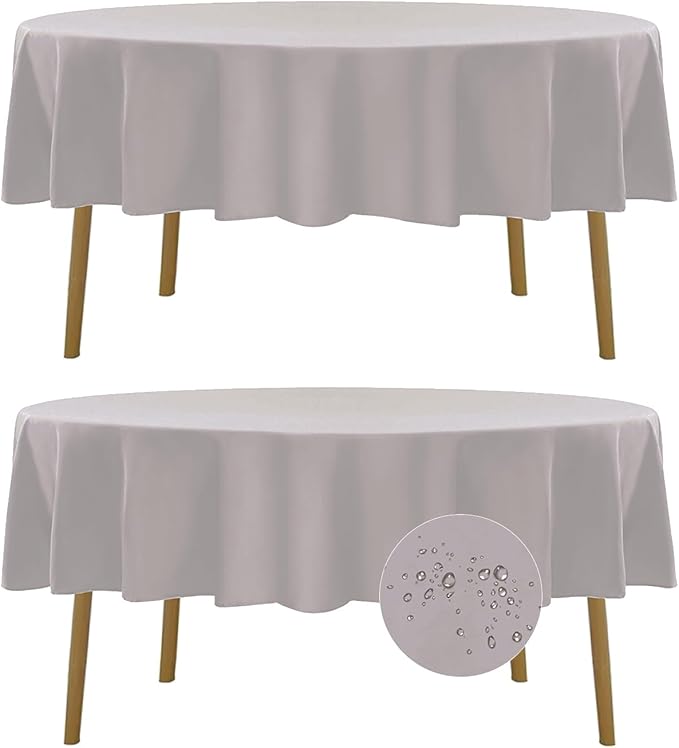 Fokitut 2 Pack Waterproof Round Tablecloth, 90 Inch, Stain Resistant and by BalsaCircle