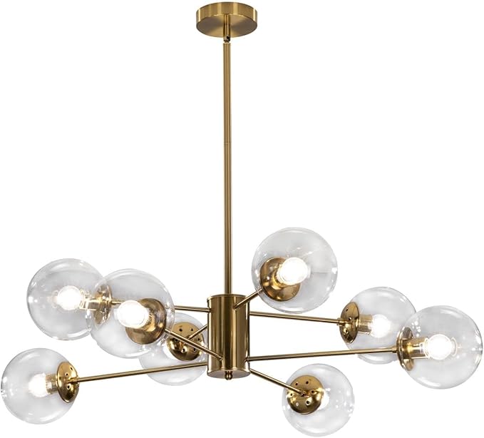 KCO Lighting Modern Sputnik Chandelier 8-Light Clear Glass Globe Ceiling by KCOLighting