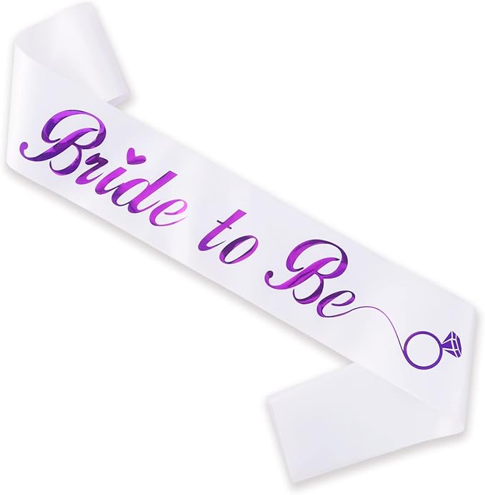 KETAOO Bride to Be Sash, Violet Foil White Lace Bachelorette Sash by Unknown