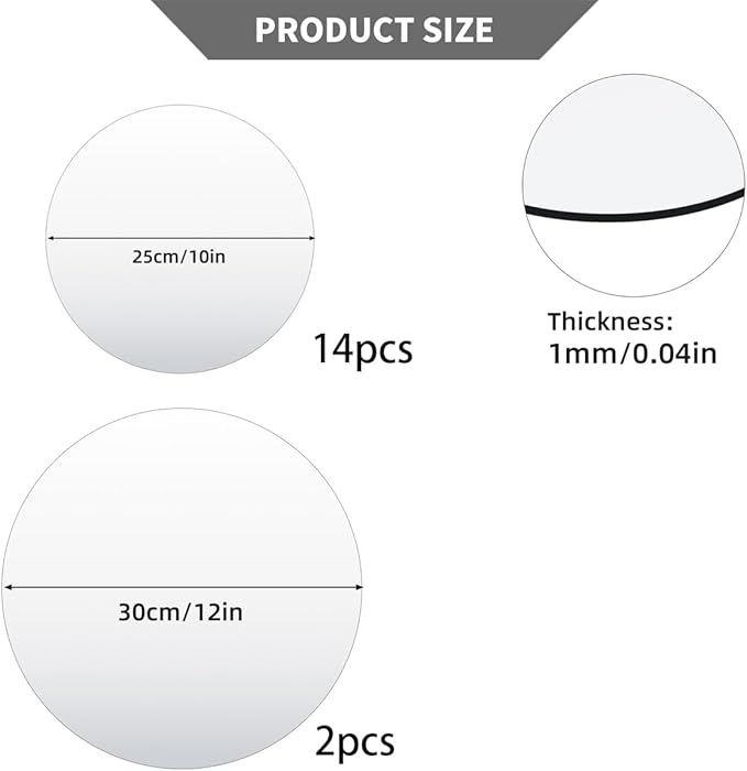 16PCS Acrylic Round Mirrors for Centerpieces Circle Mirror Tiles Candle Plate - Image 2