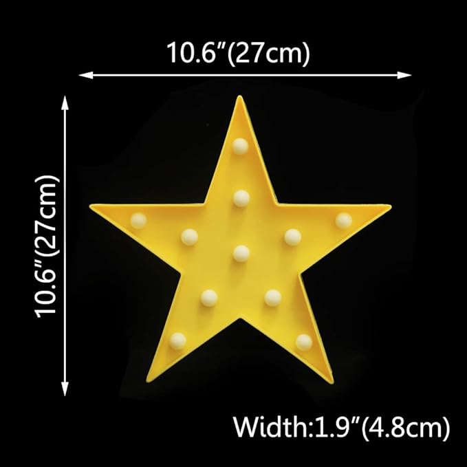 LED Marquee Star Sign Night Light, Battery Operated Star Shape Desk Table Lamp - Image 5