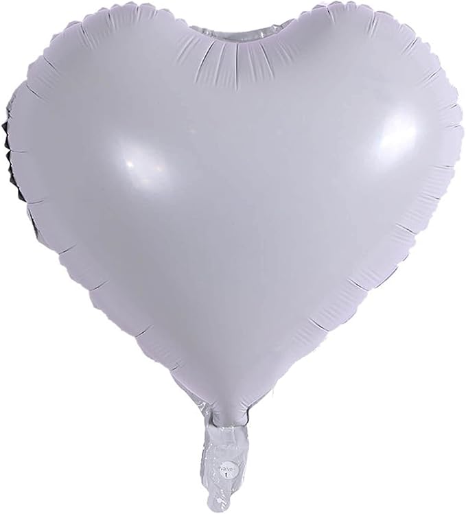 10Pcs Grey White Foil Heart Shaped Balloons 18 Inch Mylar by LHOAVWE