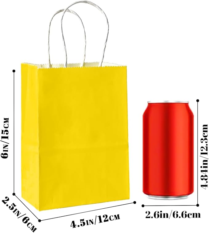 Bakepacker 100 Pcs Bright Yellow Mini Paper Gift Bags - Image 3