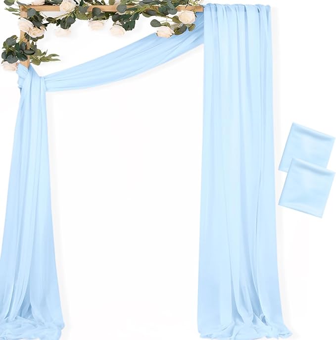 MLMC Baby Blue Wedding Arch Draping Fabric 2 Panels 29" x 20 FT Extra Long by MLMC