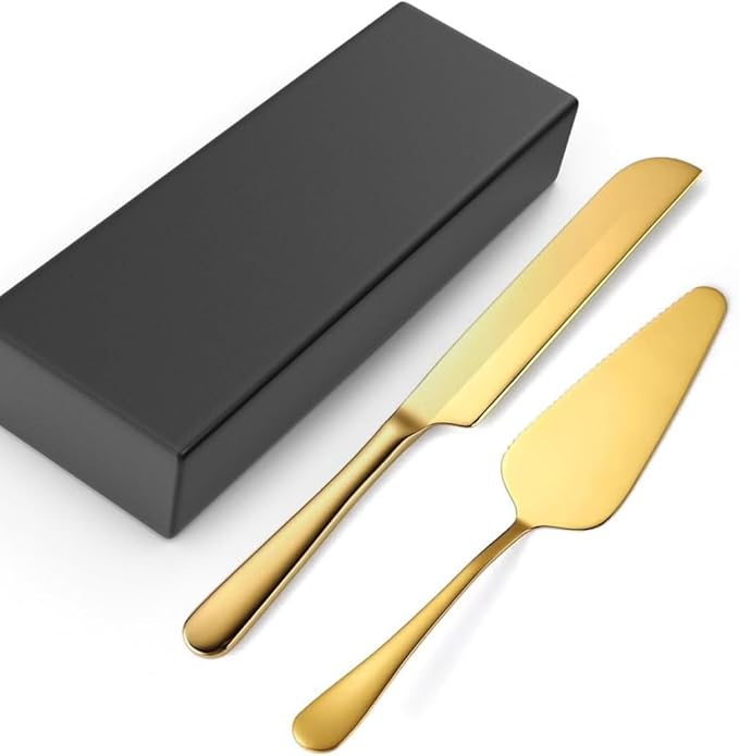 Elegant Gold Cake Cutting Set by Paxnok