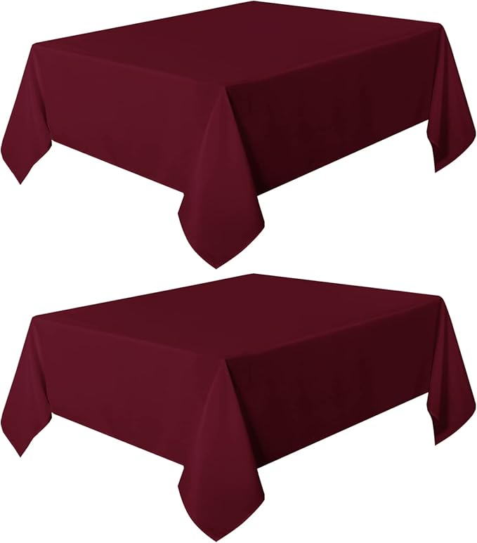 sancua 2 Pack Burgundy Tablecloth 54 x 54 Inch, Stain and Wrinkle Resistant - Image 9
