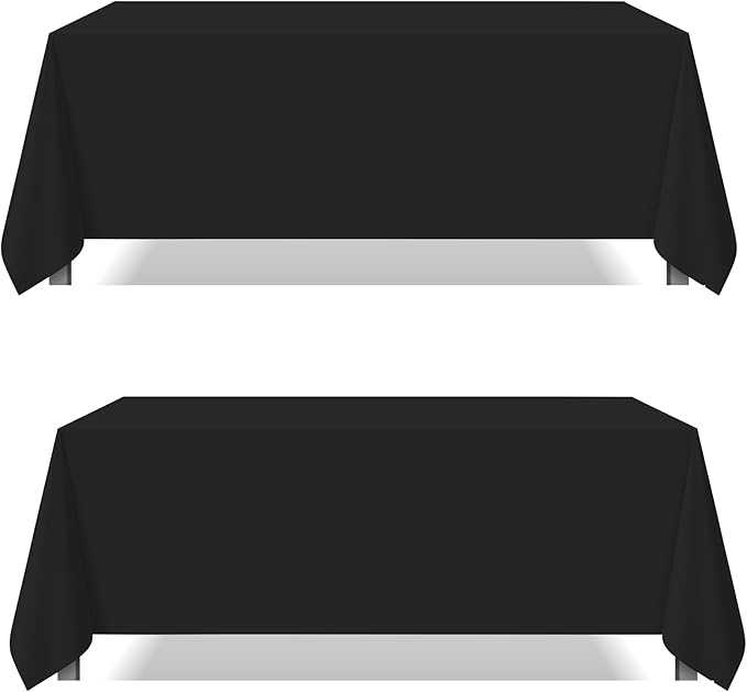Pomp Black 90" x 132" Poplin Polyester Tablecloth | Wrinkle + Stain Resistant by POMP