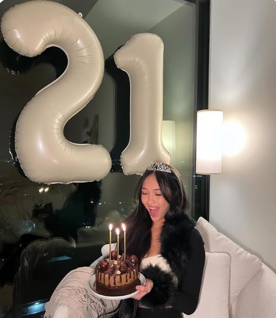 Cream White 1 Number Balloon 40 inch, Number 1 Birthday Balloon - Image 5