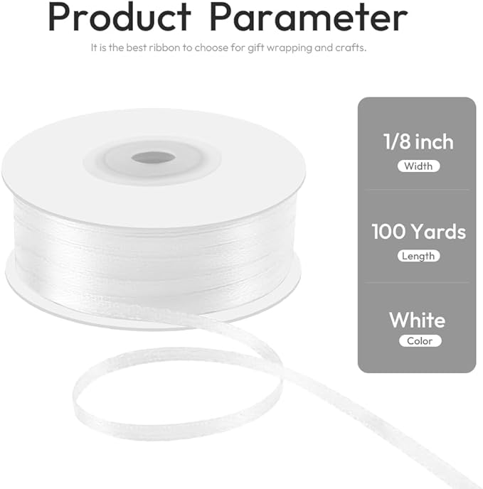 1/8" x 100 Yards Double Faced Satin Ribbon - Image 2