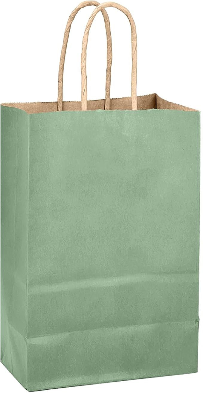 qiqee Aqua Green Gift Bag with Handles Bulk 24Pcs Paper Bags -8.3"x6"x3. 15" - Image 3