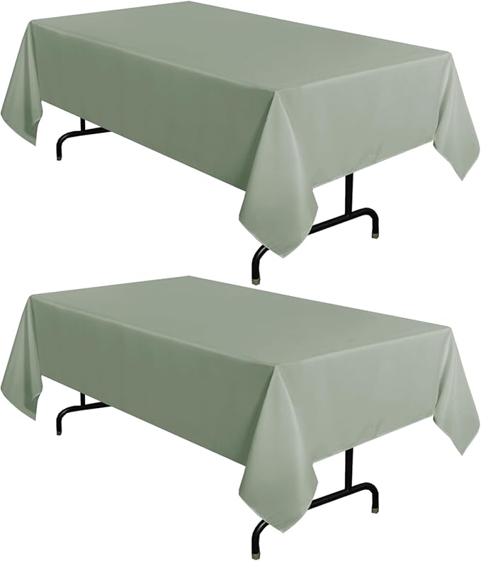 sancua 2 Pack Sage Green Tablecloth 60 x 102 Inch, Rectangle Table Cloth by sancua