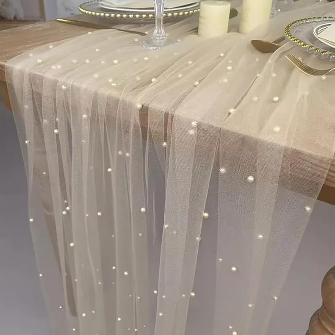 EHLDekol Pearl Table Cloth Elegant Polyester Table Runner - Image 2