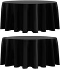 Round Tablecloth 2 Pack 108 Inch Black Tablecloths Washable Decorative Linen by AOCOZHomeLifeMuseum