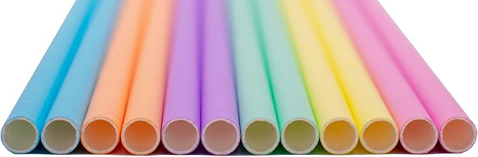 Pack of 300 Assorted Pastel Biodegradable 4-Ply Paper Drinking Straws - Image 3