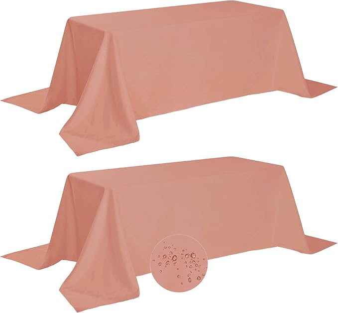 Fokitut 2 Pack Waterproof Rectangle Tablecloth, 90x156 Inch, Stain Resistant by BalsaCircle