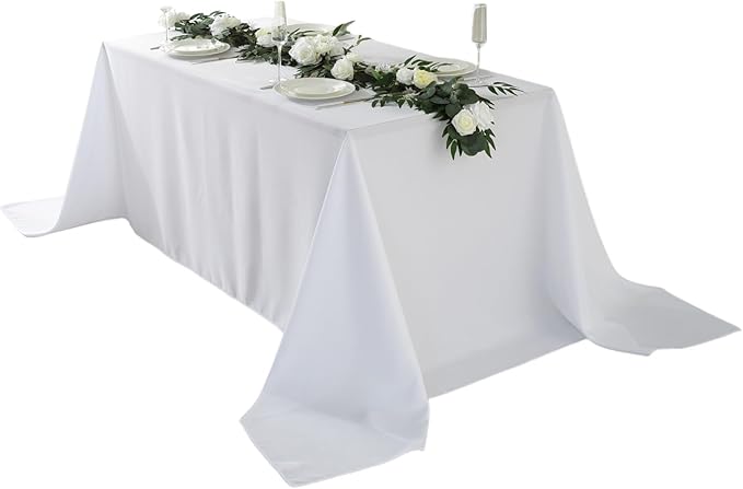 Craft And Party Rectangle Tablecloth, 90 x 156 Inch White Tablecloth, 8ft by CraftAndParty