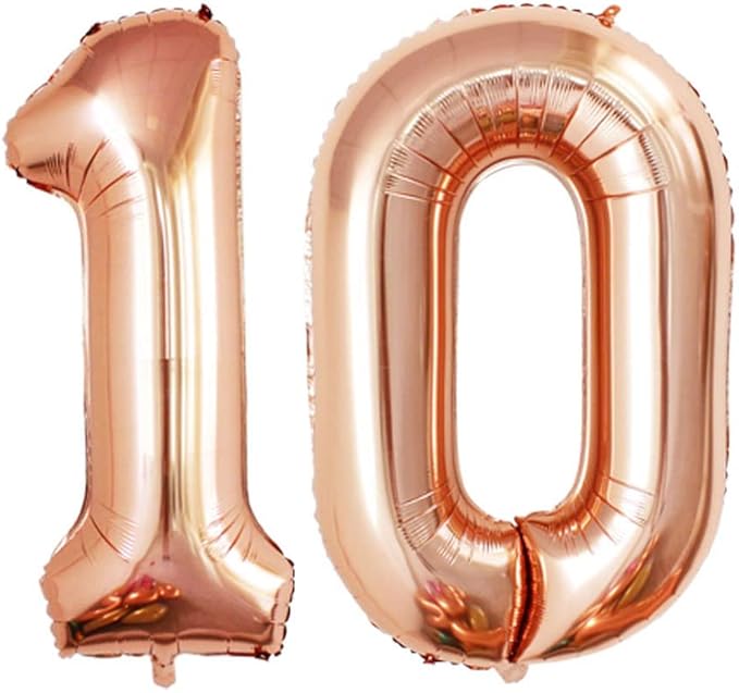 GOER Number 10 Balloons for 10th Birthday Party Decorations, 42 Inch Jumbo Foil by GOER