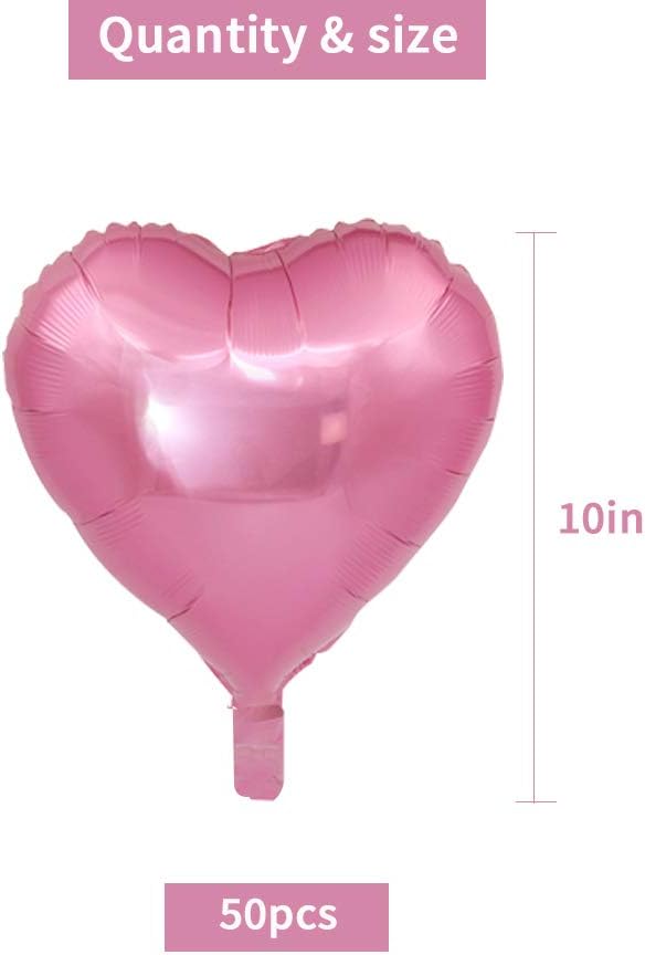 50 Pcs 10 inch Heart Shape Foil Mylar Balloons - Image 2