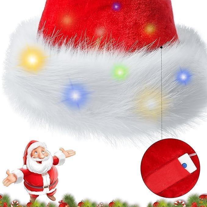 Santa Hat for Adults Christmas Hat Red Velvet Double-Layer Thickening Unisex - Image 3