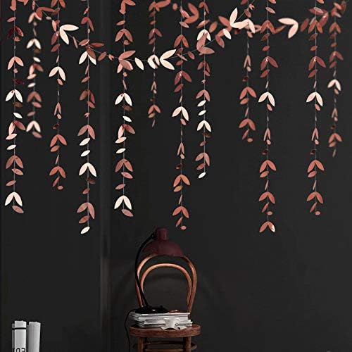 pinkblume Rose Gold Party Decorations Leaf Garland Hanging Paper Rose Gold - Image 5