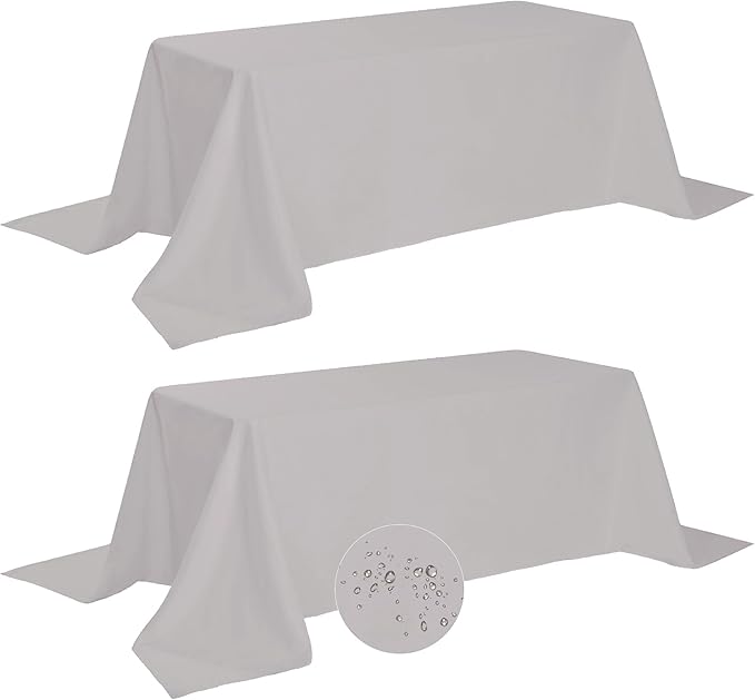 Fokitut 2 Pack Waterproof Rectangle Tablecloth, 90x132 Inch, Stain Resistant by BalsaCircle