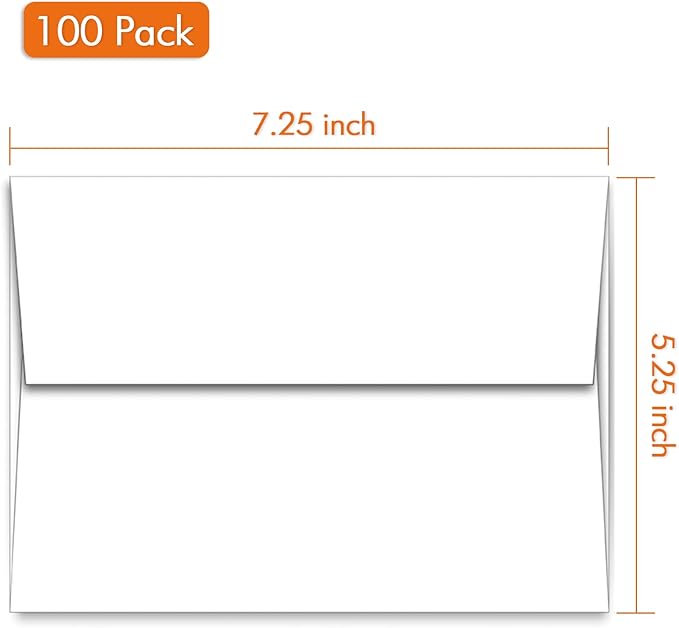 A7 Printable White Envelopes 5x7 100 Pack Quick Self Seal, - Image 2