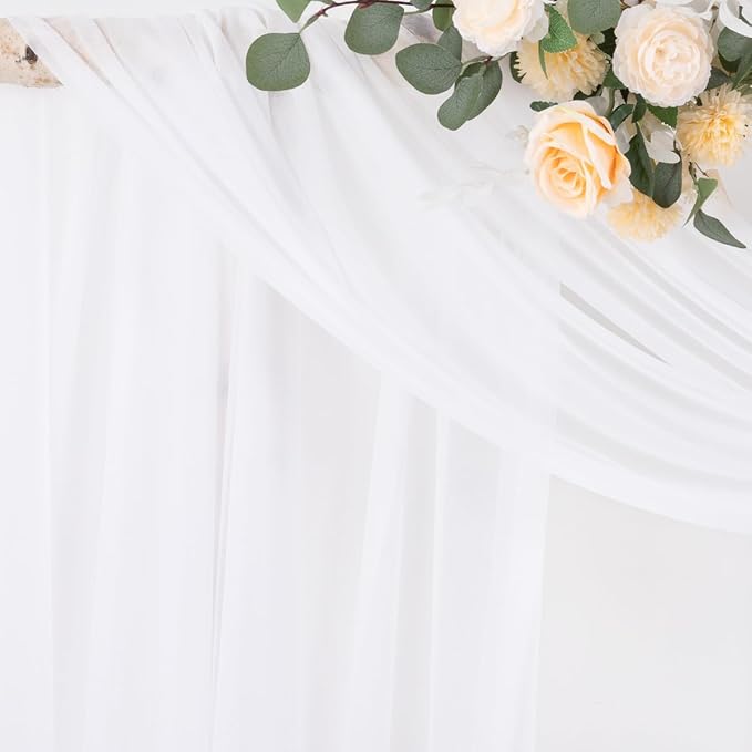 Socomi White Sheer Wedding Arch Draping Fabric 29" x 20Ft 4 Panels Outdoor - Image 2