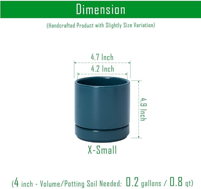 D'vine Dev Set of 4 Small Ceramic Plant Pots, 4.7 Inch Succulent Planter Pot - Image 3