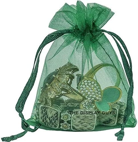 TheDisplayGuys 100-Pack 6x8 Dark Green Sheer Organza Gift Bags - Image 3