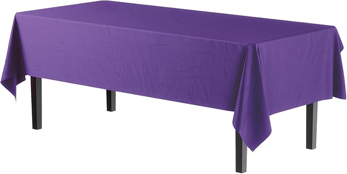 Party Solids Pack Of 12 Premium Plastic Tablecloth 54 Inch x 108 Inch Rectangle - Image 2