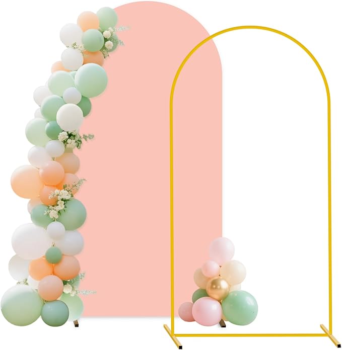 FUHSY 7.2 FT Metal Arch Backdrop Stand and Arch Cover Set Wedding Backdrop by FUHSY