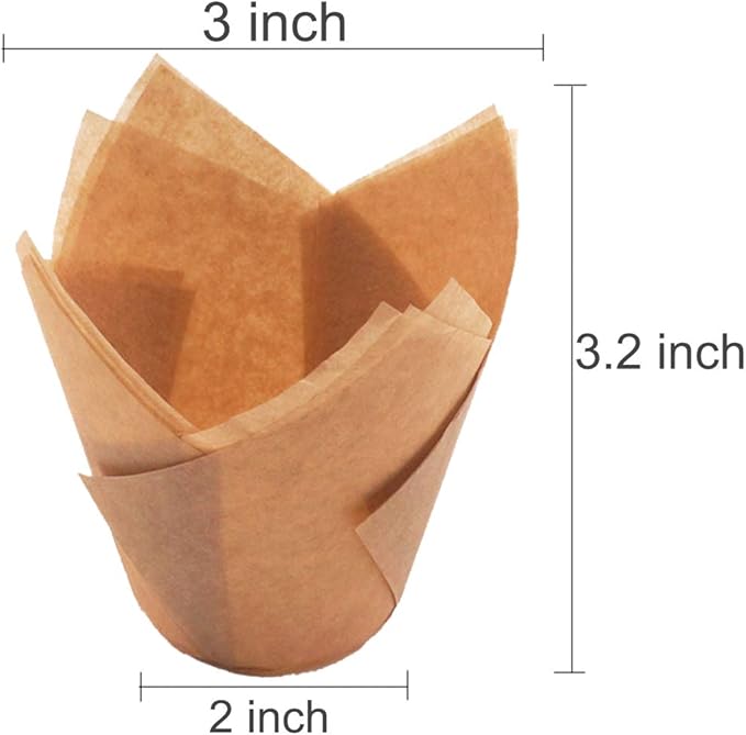 150pcs Tulip Cupcake Liners Natural Baking Cups Muffin Paper Liner Grease-Proof - Image 2