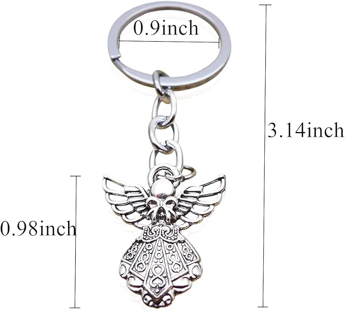 PHAETON 50PCS Silver Tone Guardian Angel Charm Keychain Key Ring - Image 2