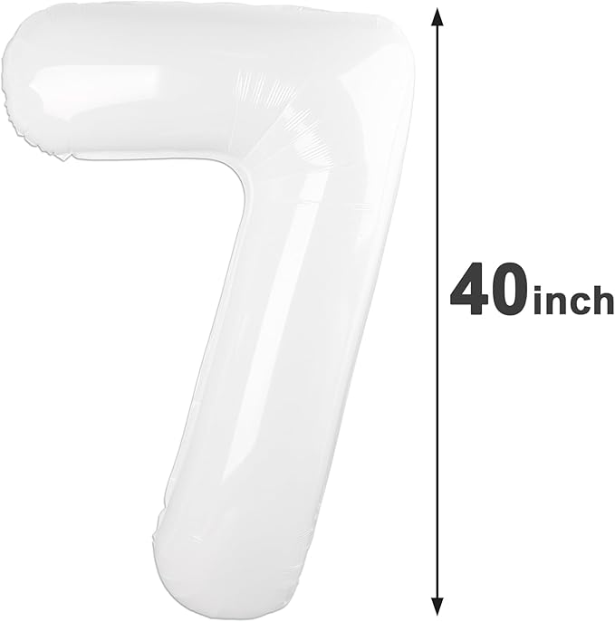 White Number 7 Birthday Balloon 40 Inch, Digital Balloons - Image 2