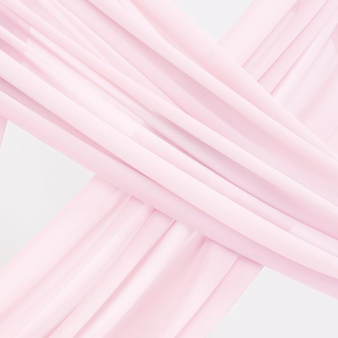 Socomi Wedding Arch Draping Fabric 1 Panel 29" x 19Ft Blush Pink Sheer Chiffon - Image 3