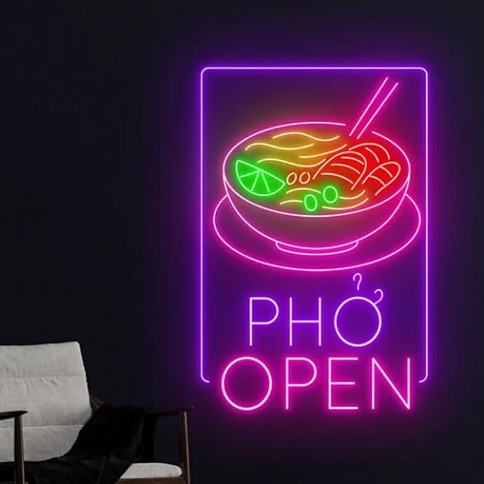 Phở Open Neon Sign, Pho Real Restaurant Led Sign, Pho Neon Light, Pho Led Light by BELISAMA