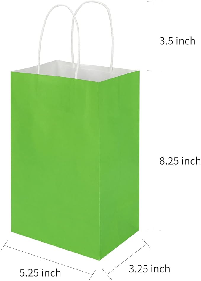 50 Pack 5.25x3.25x8.25 Inch Small Grass Green Kraft Paper Bags - Image 7