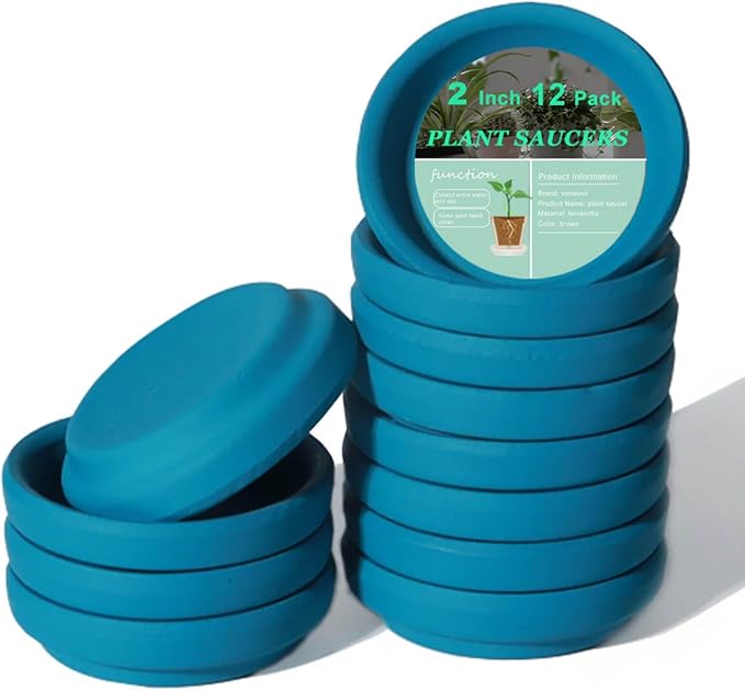 vensovo 2 Inch Steel Blue Terracotta Plant Saucer Pots Tray by vensovo